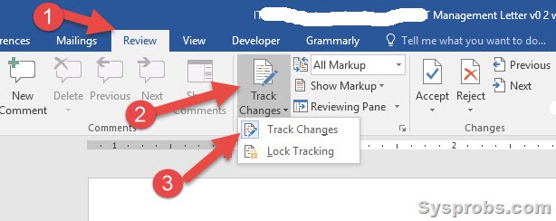 word keeps defaulting track changes to author word for mac